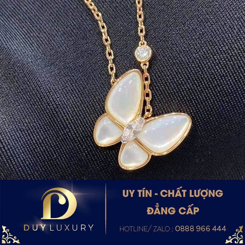 Dây chuyên Van Cleef & Arpels Cánh bướm mặt họa tiết khảm trai 18k Yellow Gold