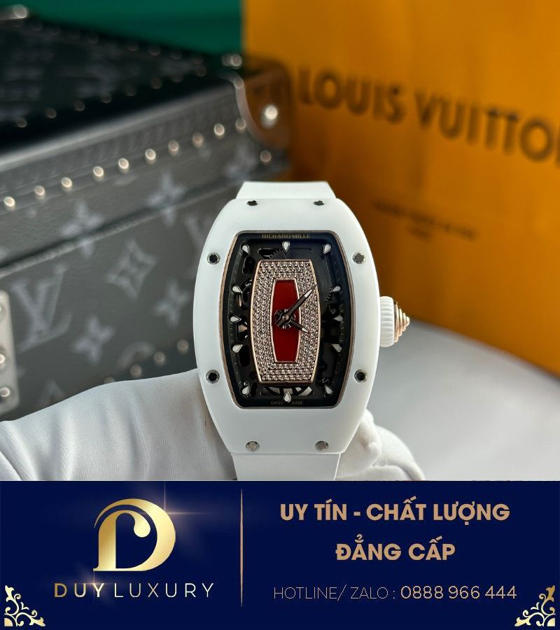 Đồng hồ nữ Richard mille RM 07-01 ceramic trắng demi vàng hồng