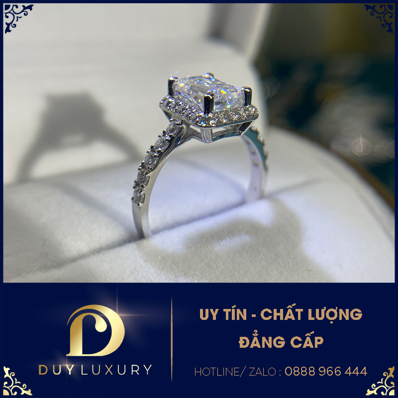 Nhẫn Nữ Vàng Trắng 10k 14k 18k Kim Cương Nhân Tạo 